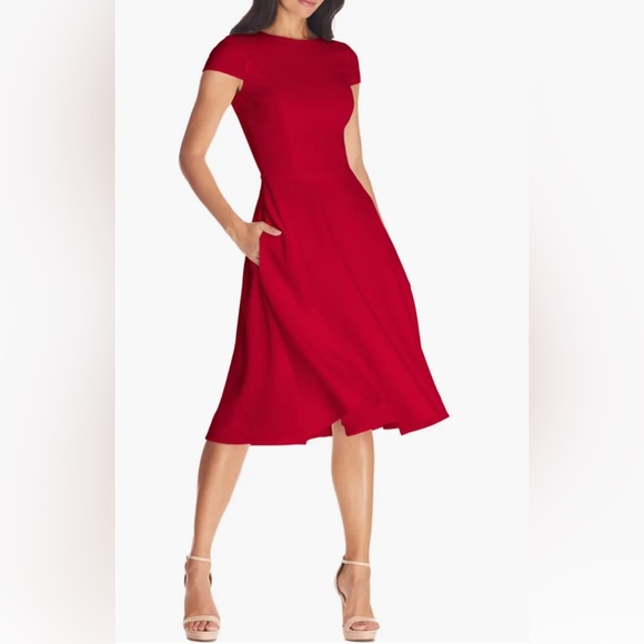 NWT Dress The Population Livia Fit & Flare‎ Midi Dress Garnet Red Women's M